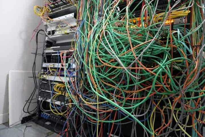 Advanced network cabling with organised wiring for optimal connectivity.
