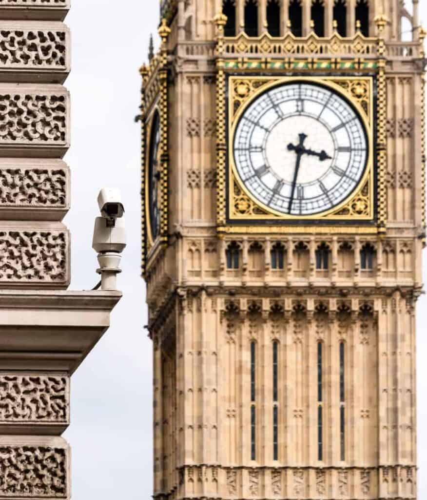 CCTV security camera installed near Big Ben.