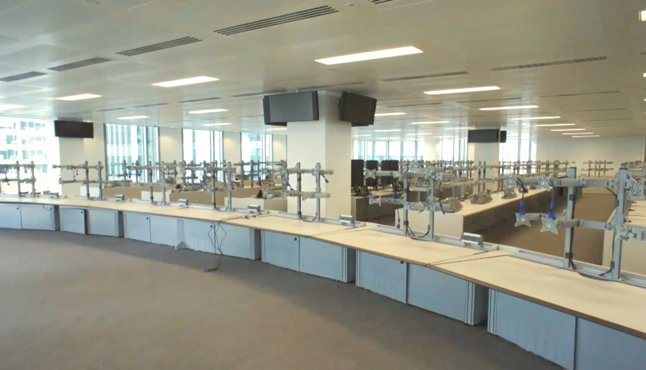 MF Global trading floor at Canary Wharf during the network infrastructure project