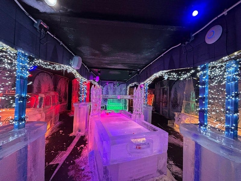 The real-ice bar at The Winter Club operating at approximately minus 10 degrees Celsius
