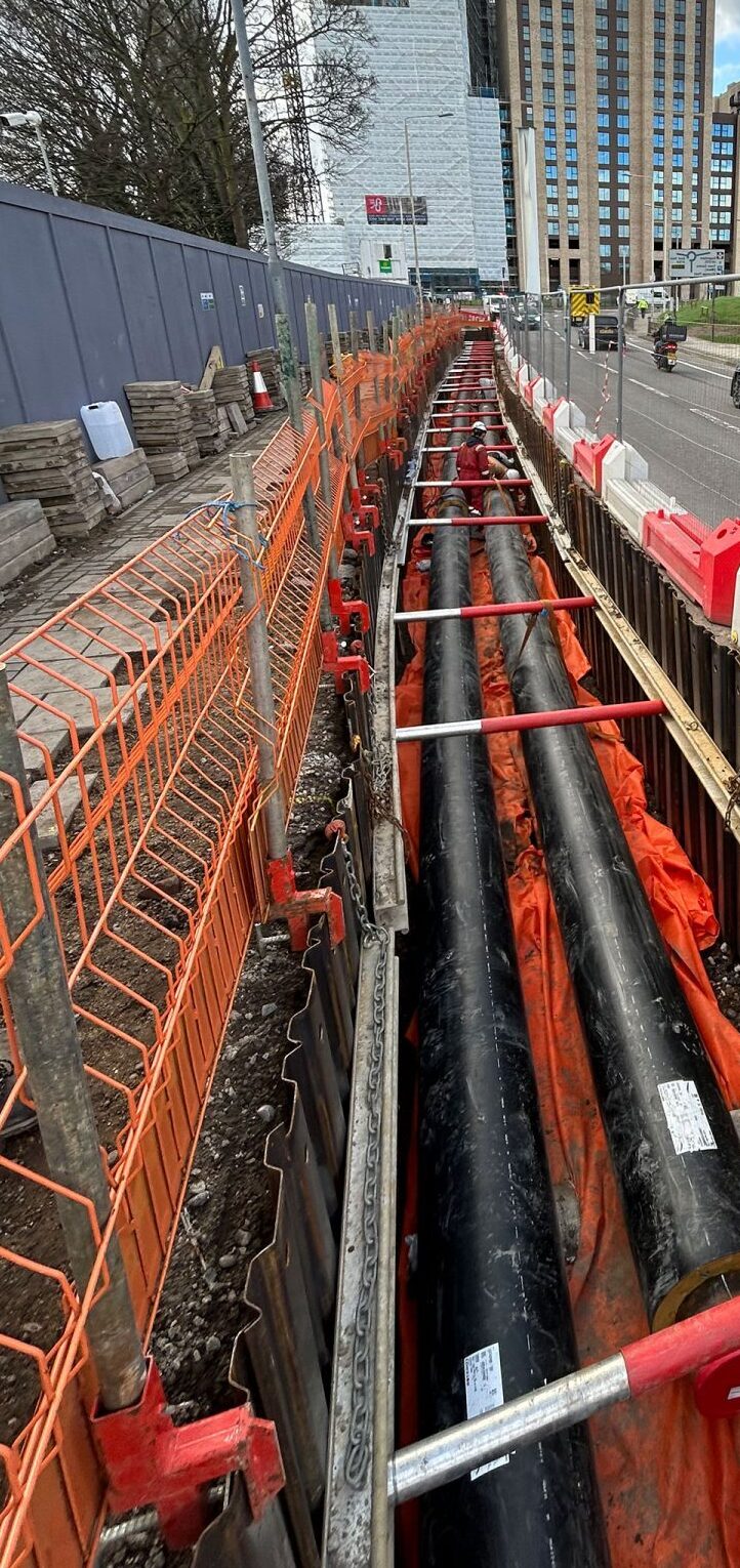 District heating pipe trench along the fibre network route in Barking and Dagenham