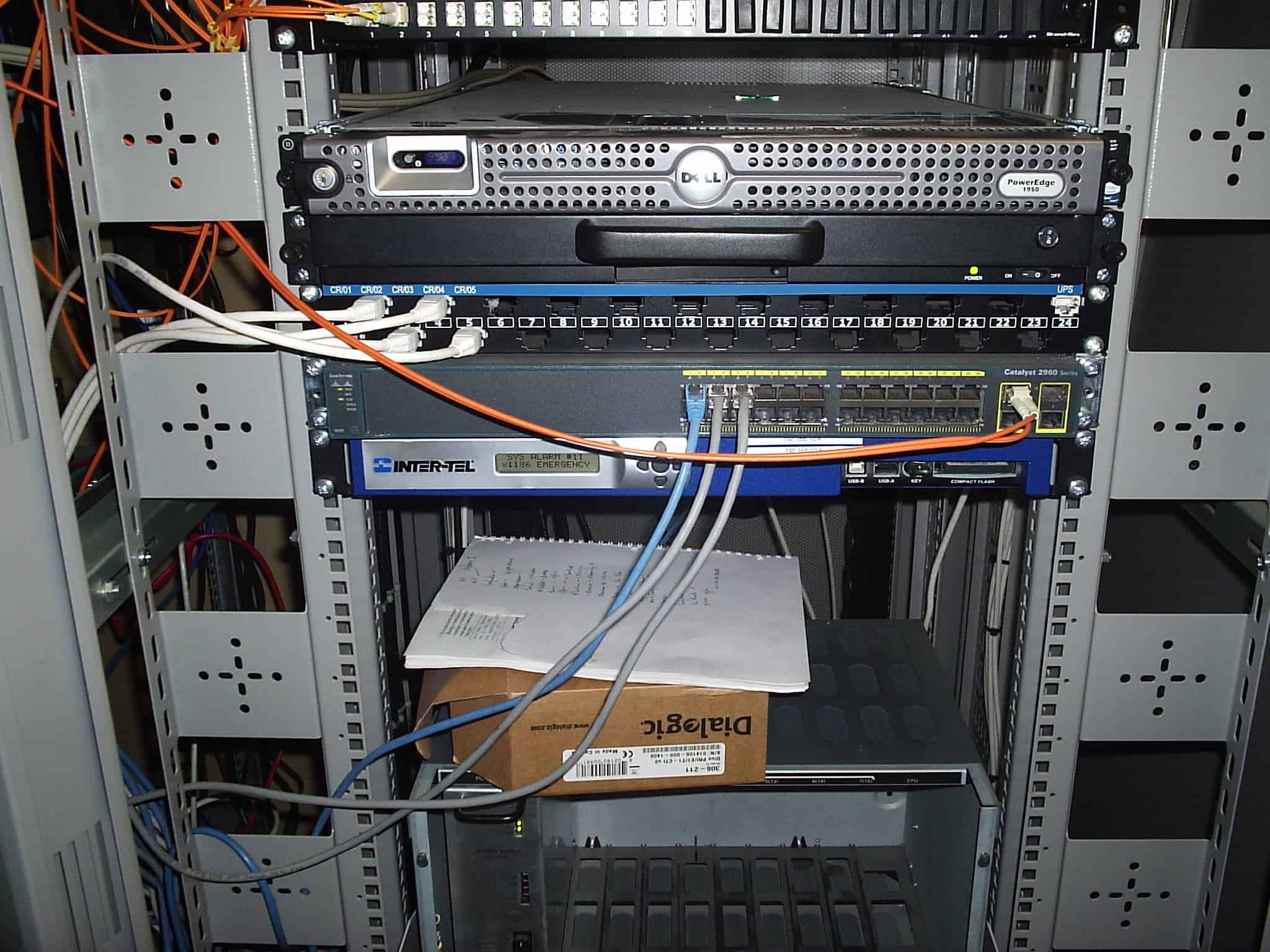 InterTel IP telephony platform and network switching inside Chapelfield's communications cabinet