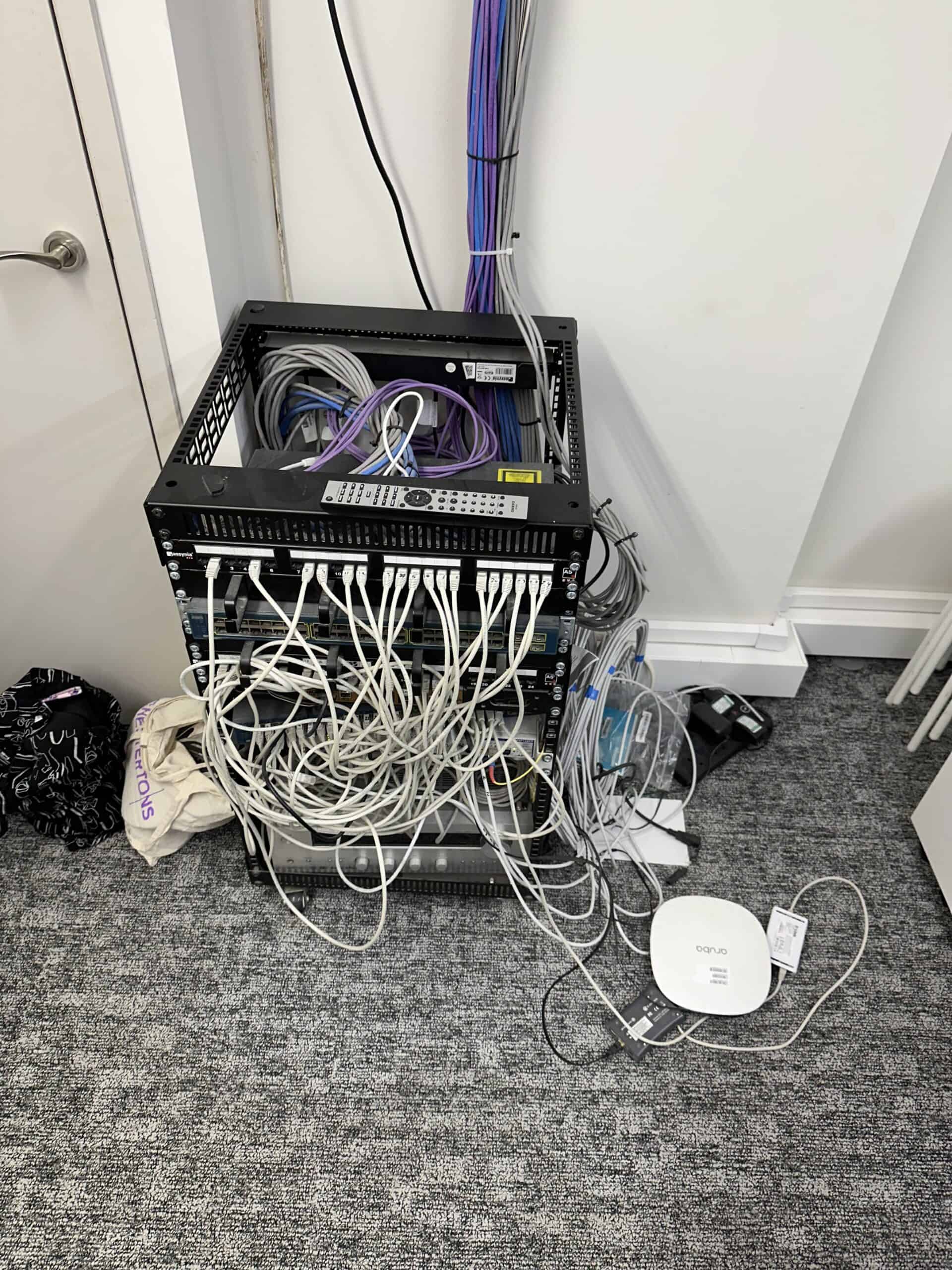 Legacy comms cabinet before ACCL's upgrade at Chestertons' Camden Town branch
