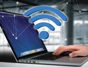Laptop device connected to WiFi